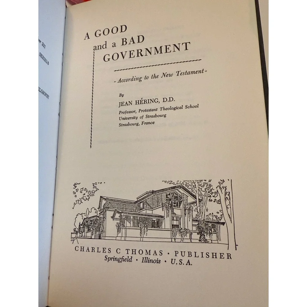 A Good and‎ a Bad Government Jean Hering 1954 New Testament Philosophy Book